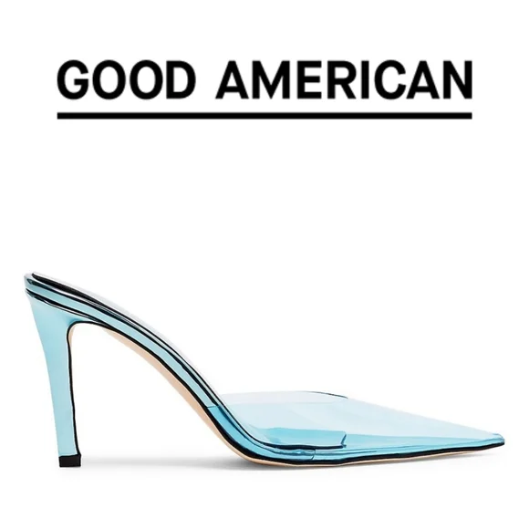 Good American 🩵 Glass Slipper Mules - Blue - Size 7 - Picture 3 of 8